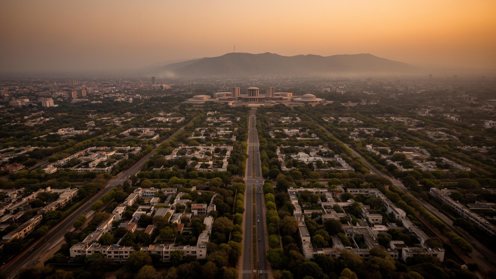 Aerial view of Chandigarh sectors at golden hour